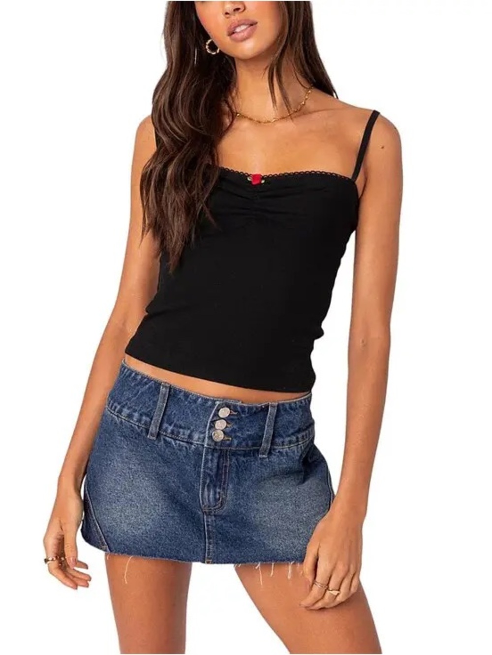 Edikted Black Karlee Ribbed Tank Top